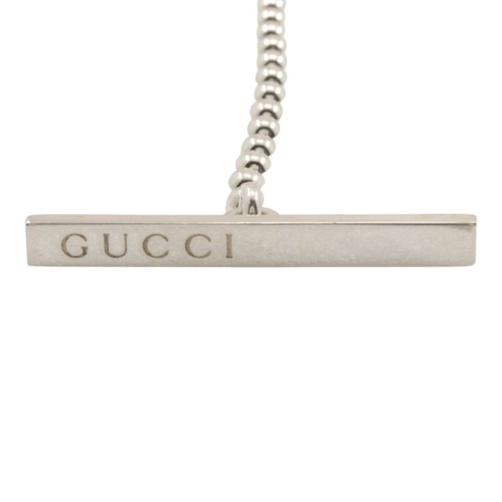 Gucci Sterling Silver Lacquered Interlocking G Pendant Ball Chain Necklace Silver Silver Good condition - Inside View