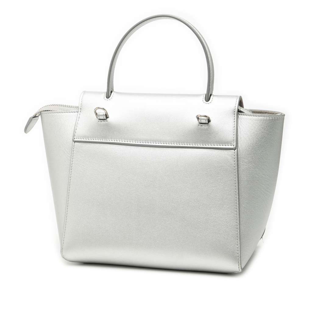 Celine Nano Laminated Calfskin Belt Bag Silver Leather Good condition - Back View