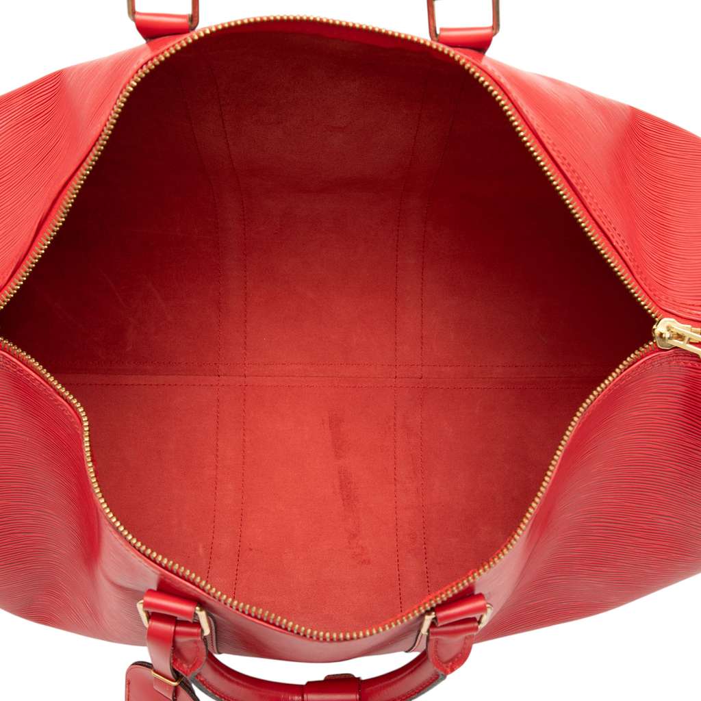Louis Vuitton Epi Keepall 50 Red Leather Fair condition - Model View