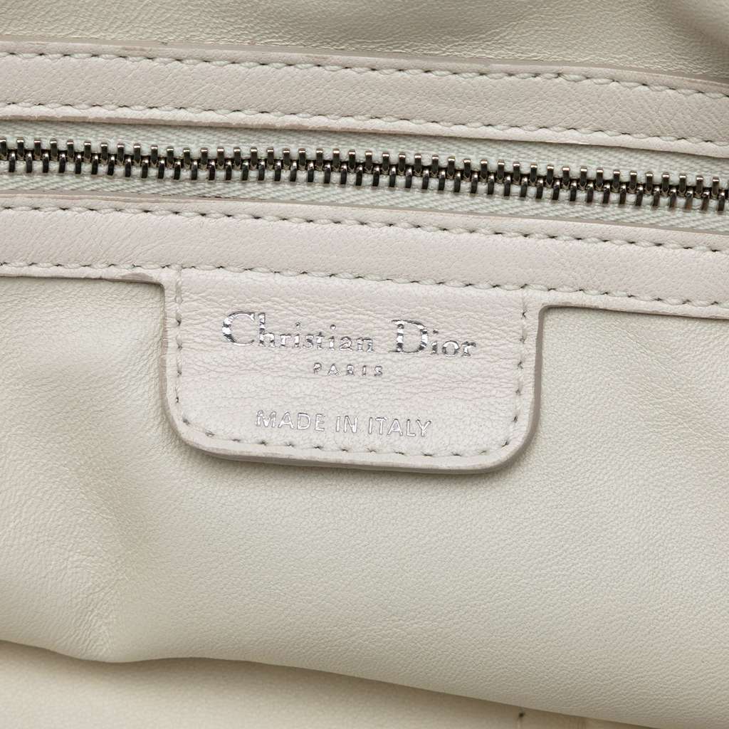 Dior Large Woven Lambskin Lady Dior Soft Shopping Tote White Leather Good condition - Box View