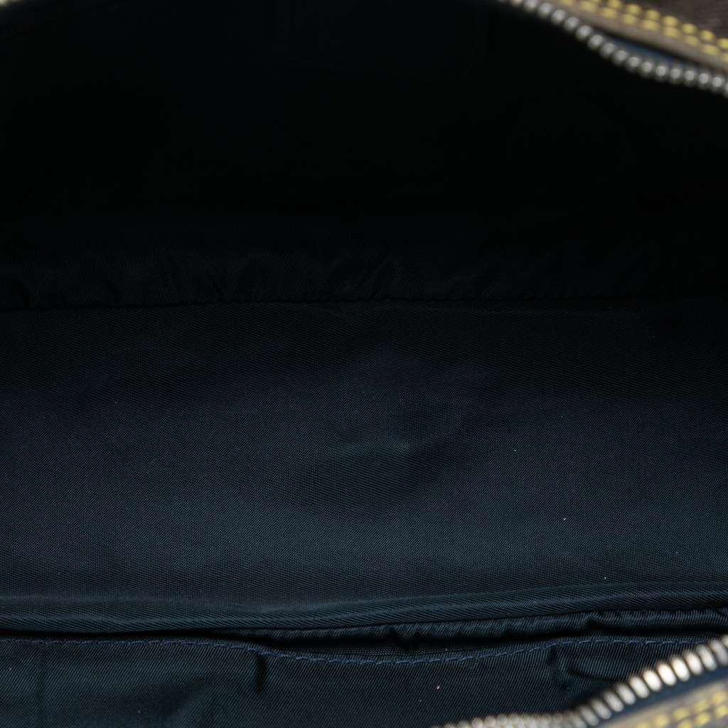 Dior Mini Canvas Denim Print Speedway Double Saddle Bowler Bag Blue Denim Good condition - Model View