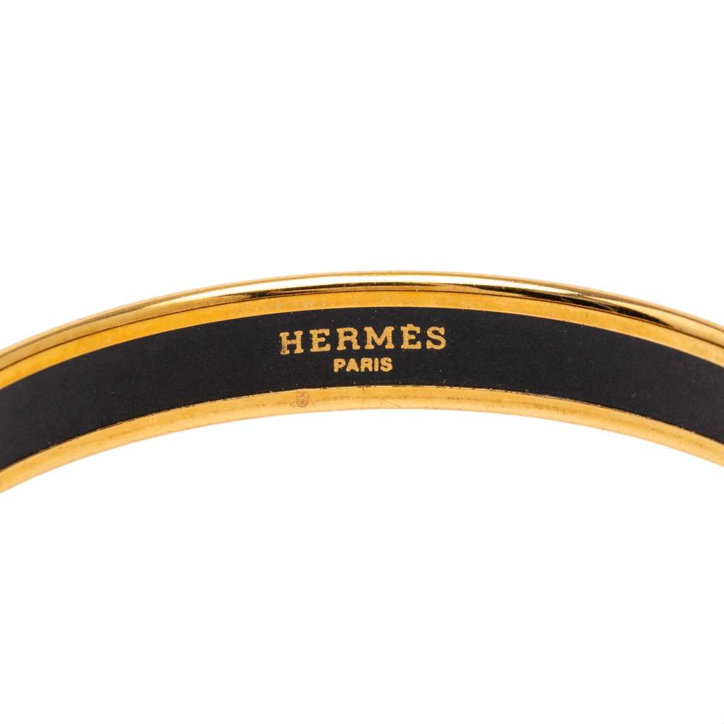 Hermès Narrow Anchor Enamel Bangle 62 Yellow Good condition - Box View