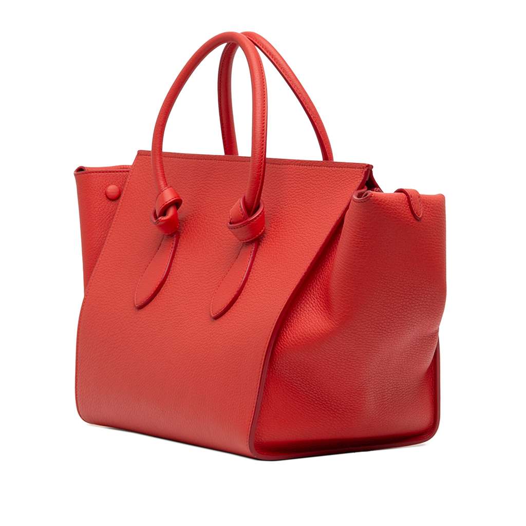 Celine Small Crisped Calfskin Tie Knot Handbag Orange Leather Good condition - Back View