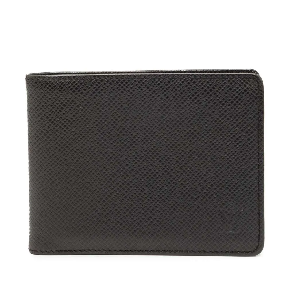 Louis Vuitton Taiga Multiple Wallet Black Leather Very good - Front View