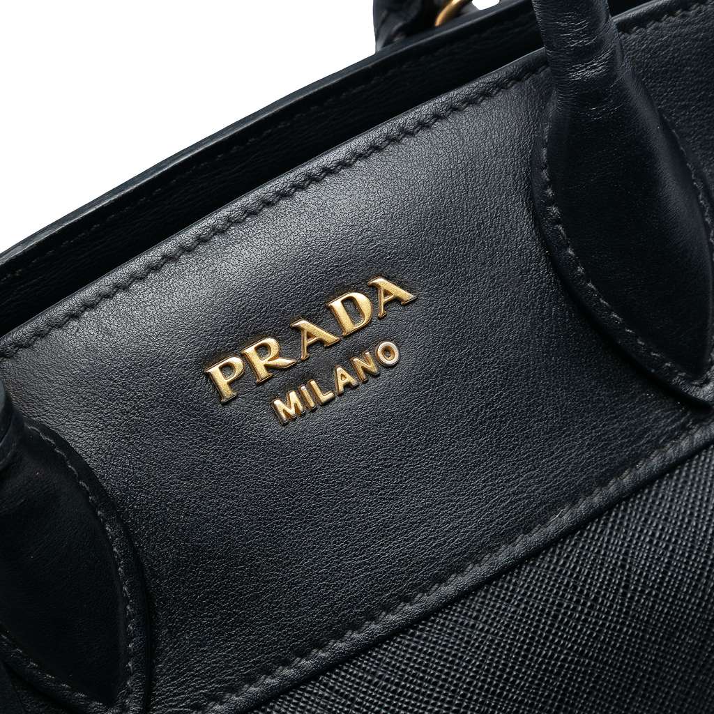 Prada Small Saffiano and City Calf Esplanade Satchel Black Leather Good condition - Box View