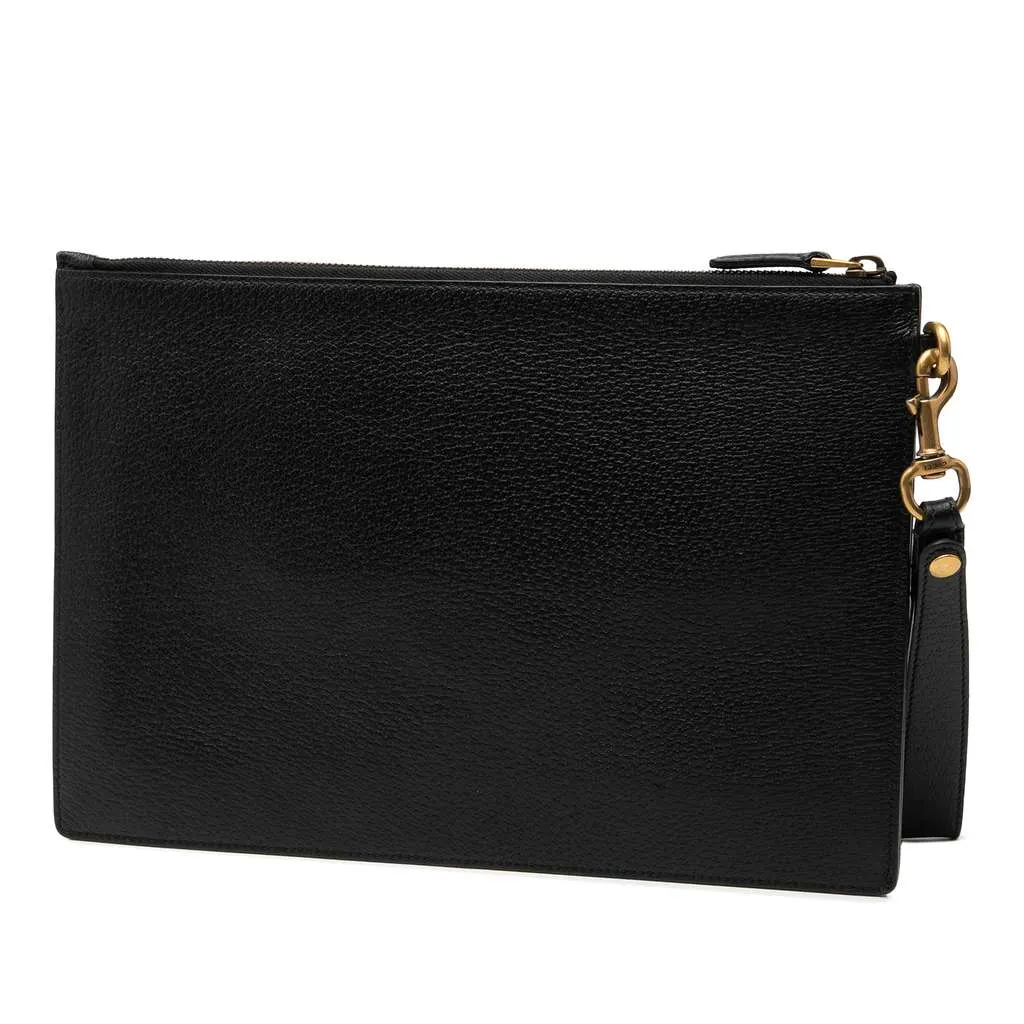 Gucci Leather Web Agora Clutch Black Leather Very good - Back View