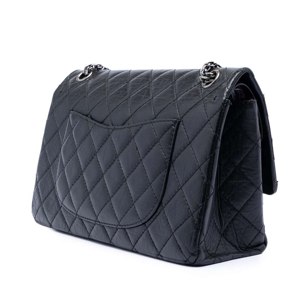 Chanel Quilted Aged Calfskin Reissue 2.55 Double Flap 226 Black Leather Good condition - Back View
