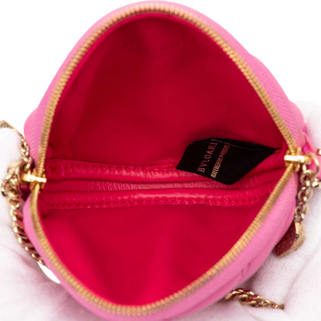 Bvlgari Leather Serpenti Cabochon Round Crossbody Pink Leather Good condition - Model View