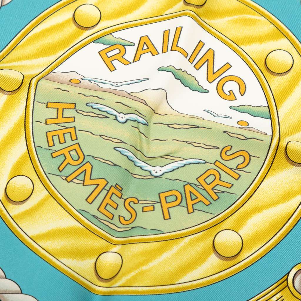 Hermès Railing Silk Scarf Blue Silk Good condition - Inside View