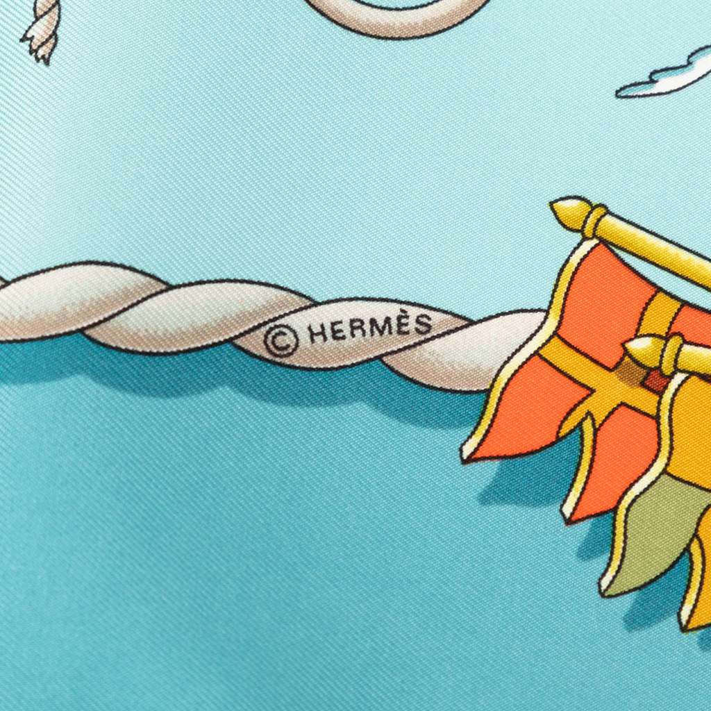 Hermès Railing Silk Scarf Blue Silk Good condition - Model View