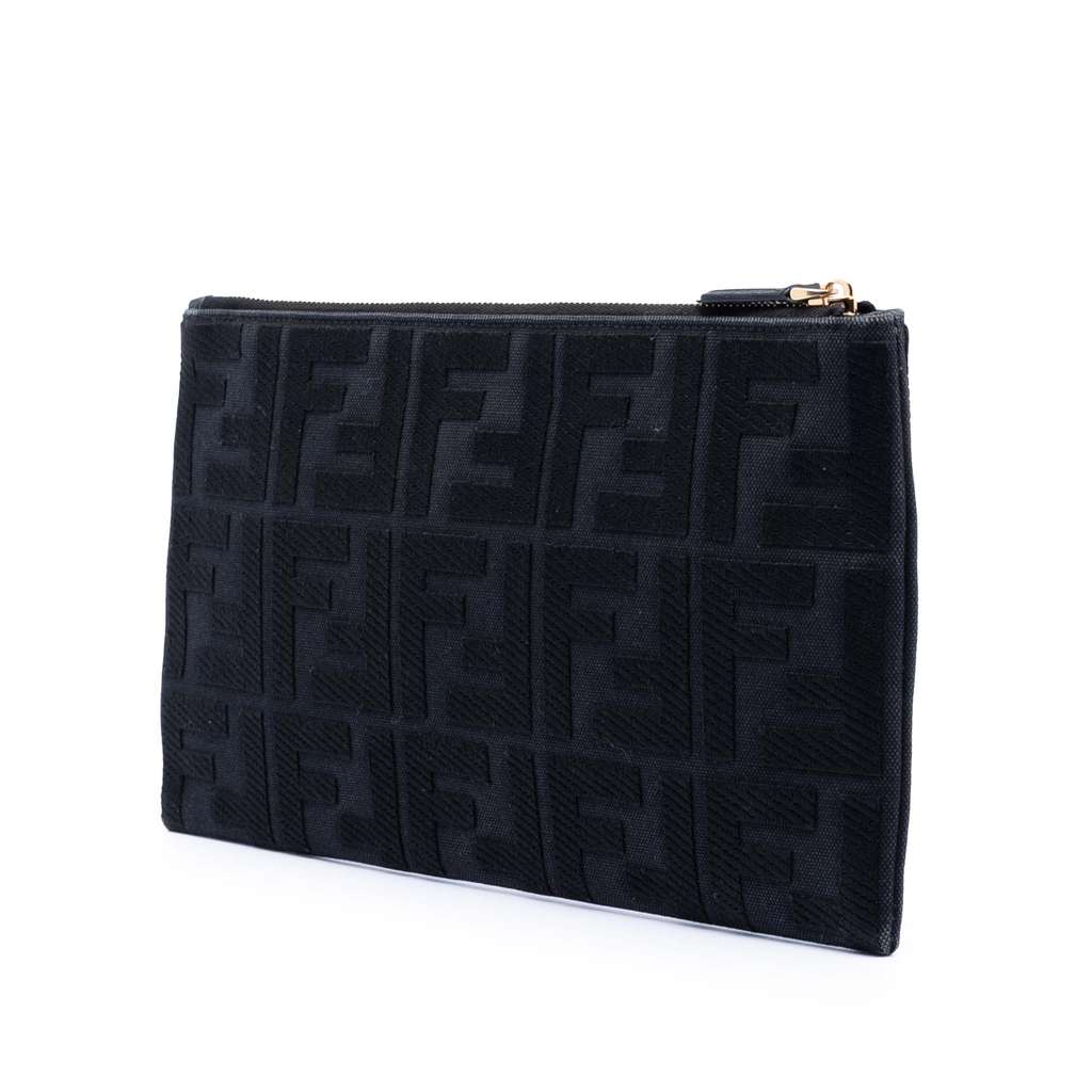 Fendi Zucca Canvas Clutch Black Canvas Good condition - Back View