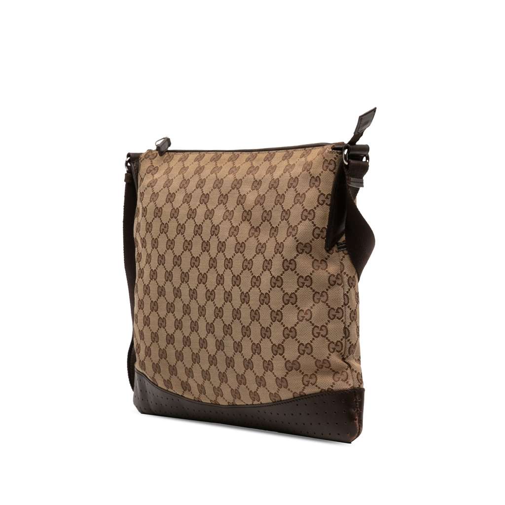 Gucci GG Canvas Perforated Crossbody Brown Canvas Good condition - Back View