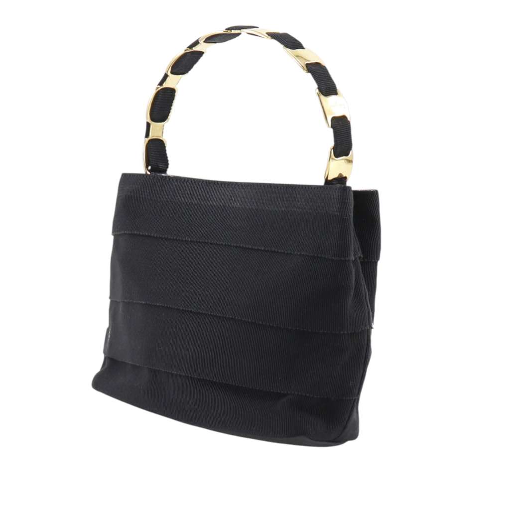 Salvatore Ferragamo Nylon Tiered Grosgrain Vara Satchel Black Good condition - Inside View