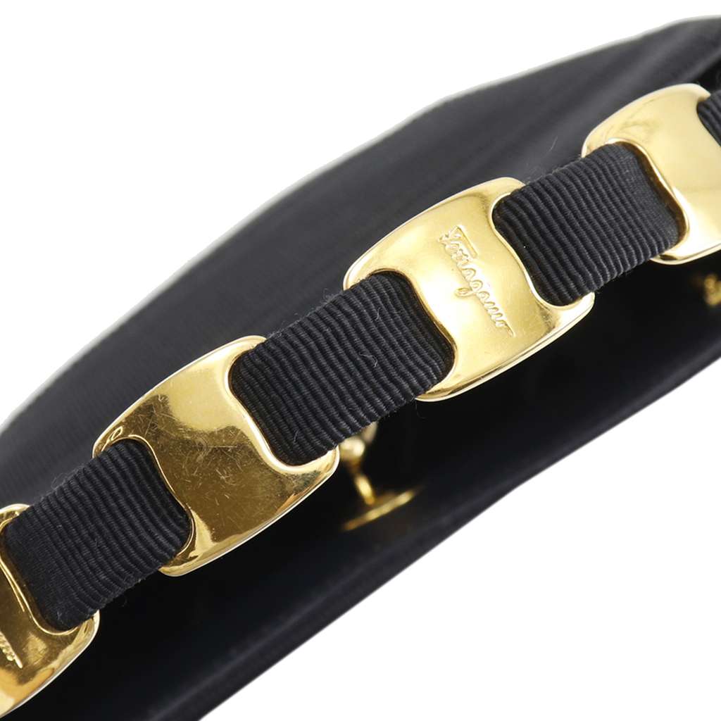 Salvatore Ferragamo Nylon Tiered Grosgrain Vara Satchel Black Good condition - Box View