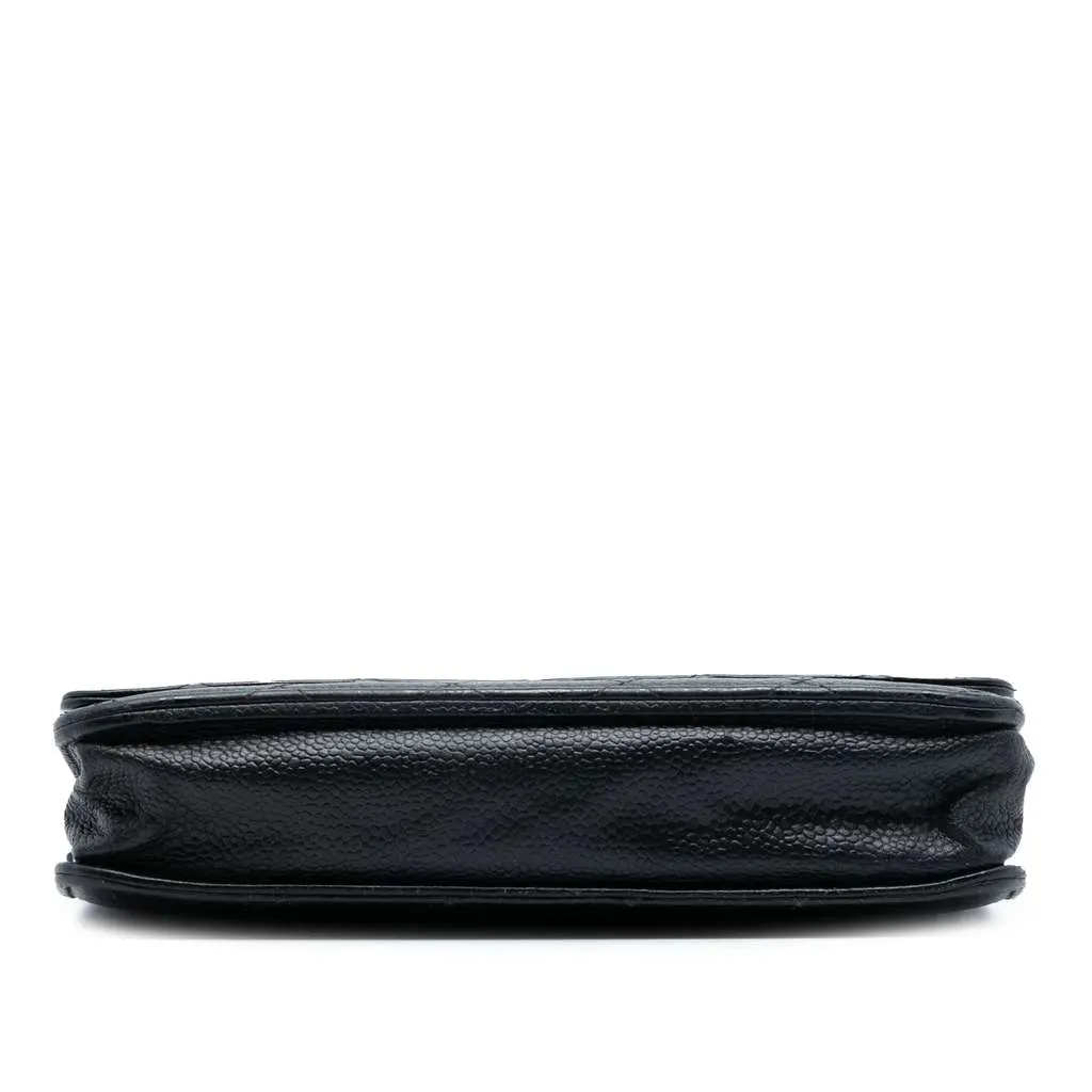 Chanel CC Quilted Caviar Wallet on Chain Black Leather Good - Inside View