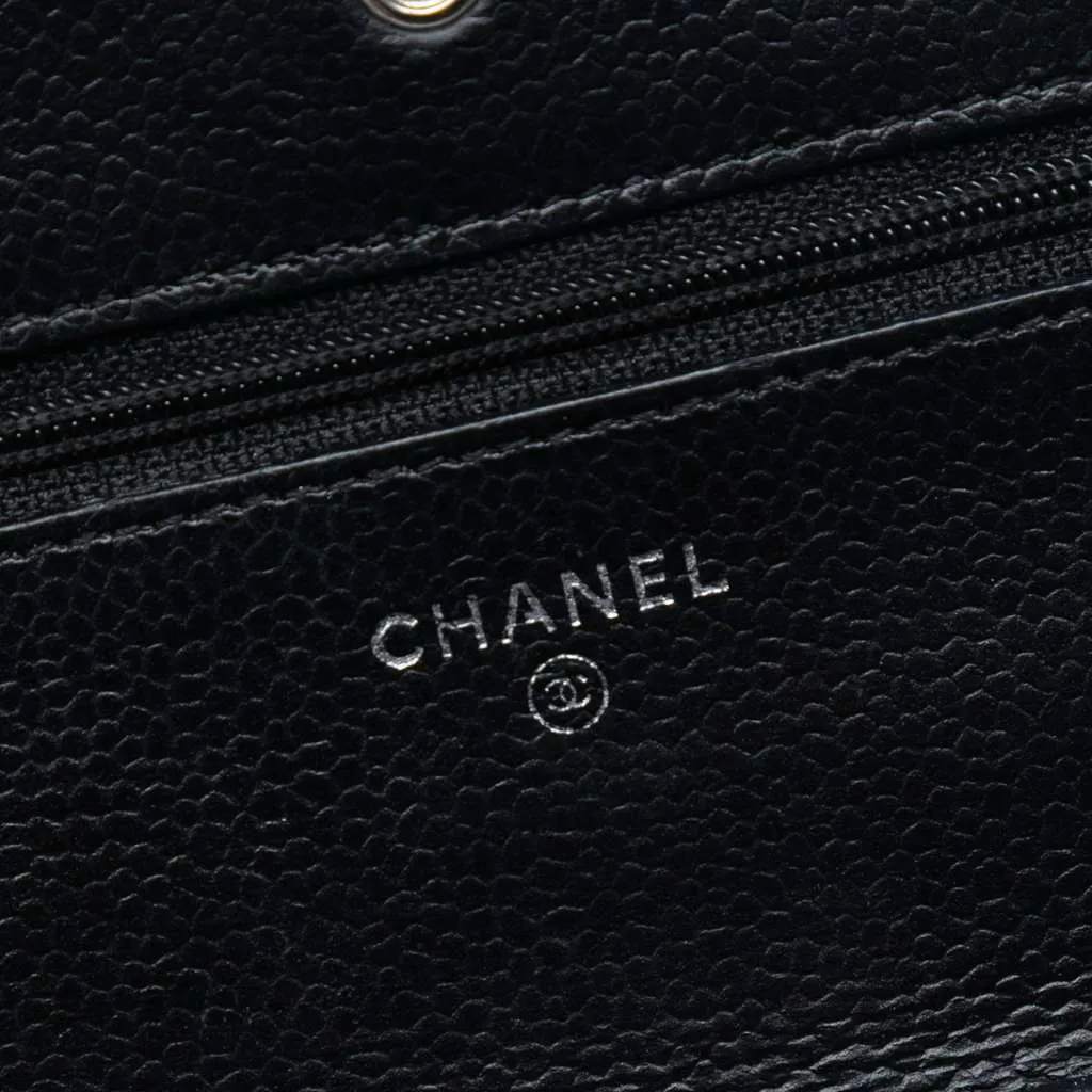 Chanel CC Quilted Caviar Wallet on Chain Black Leather Good - Box View
