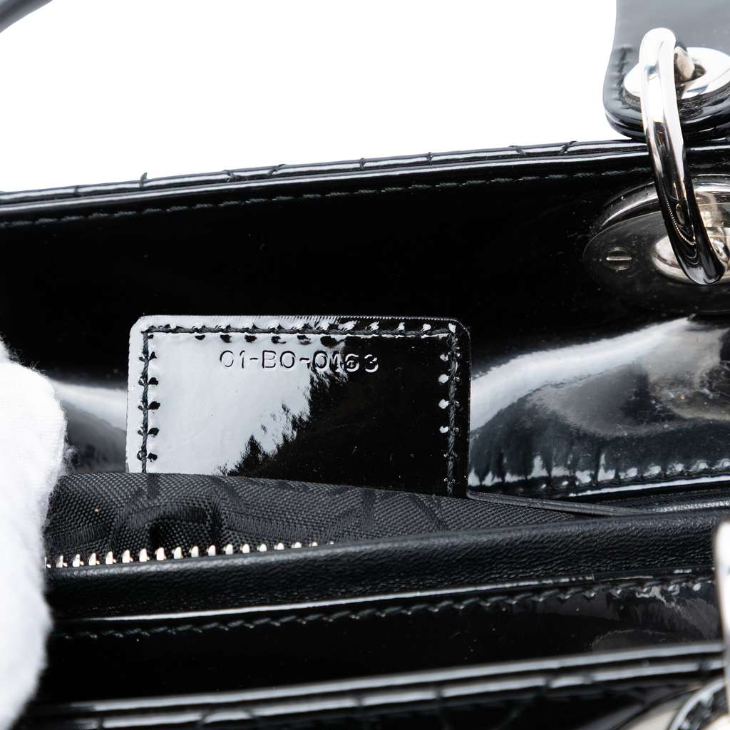 Dior Medium Patent Cannage Lady Dior Black Leather Good condition - Box View