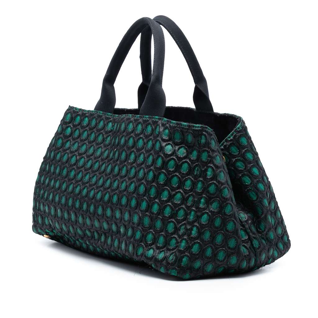 Prada Broccato Canapa Satchel Green Polyester Good condition - Back View