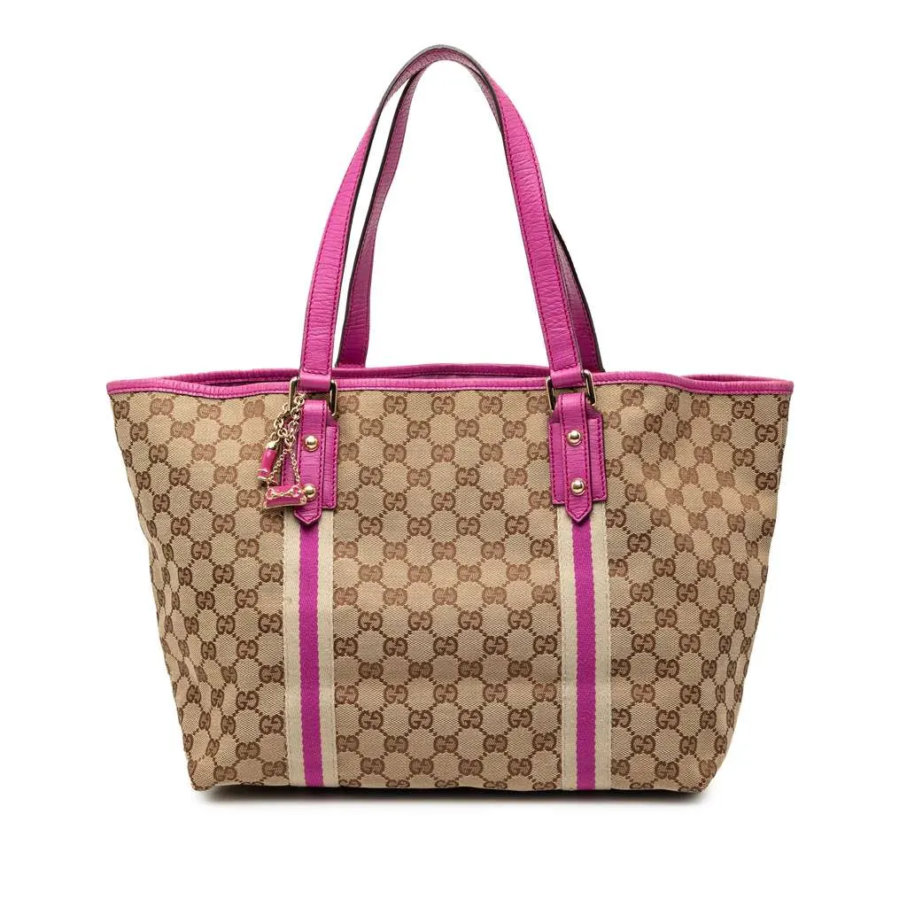 Gucci Large GG Canvas Jolicoeur Tote Brown Canvas Good - Front View
