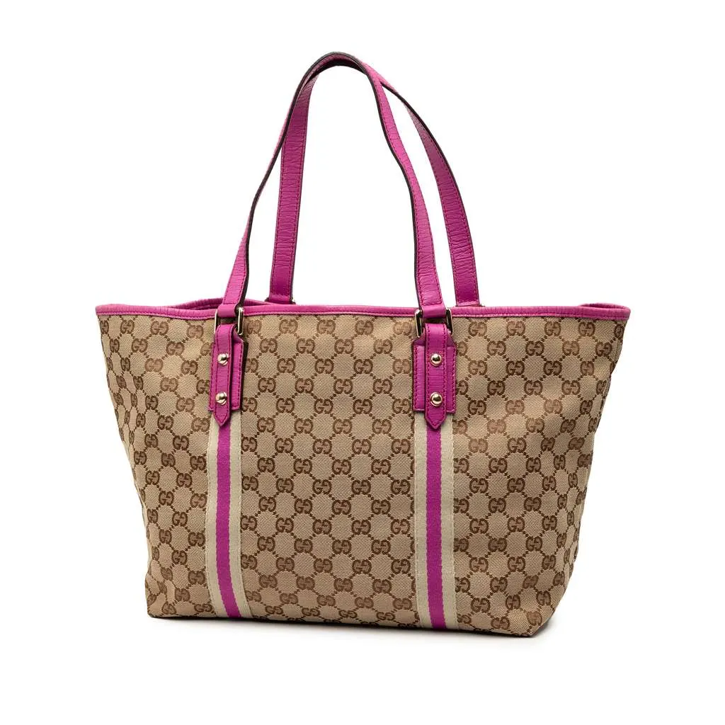 Gucci Large GG Canvas Jolicoeur Tote Brown Canvas Good - Back View