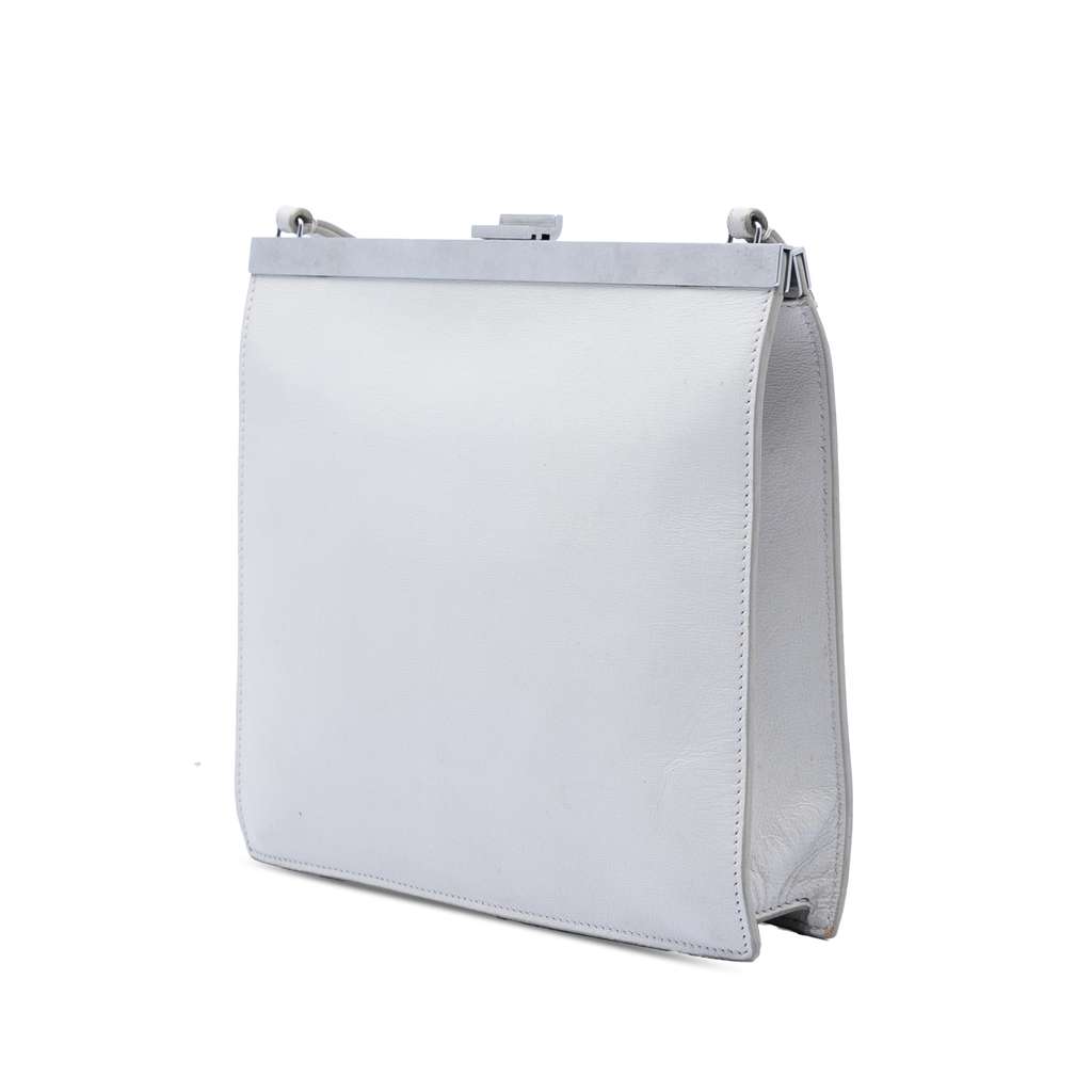 Celine Mini Leather Clasp Crossbody White Leather Good condition - Back View