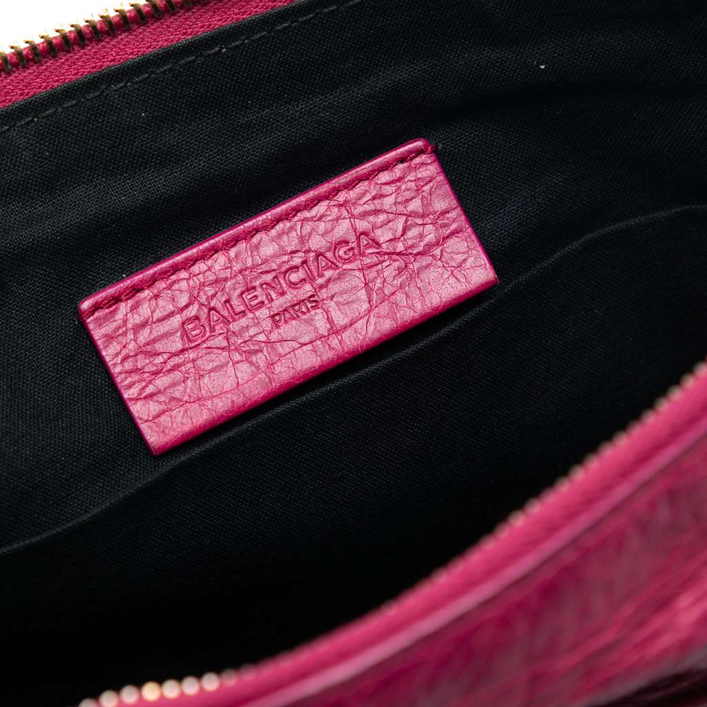 Balenciaga Lambskin Motocross Giant 12 Zip Around Flat Clutch Pink Leather Good condition - Box View