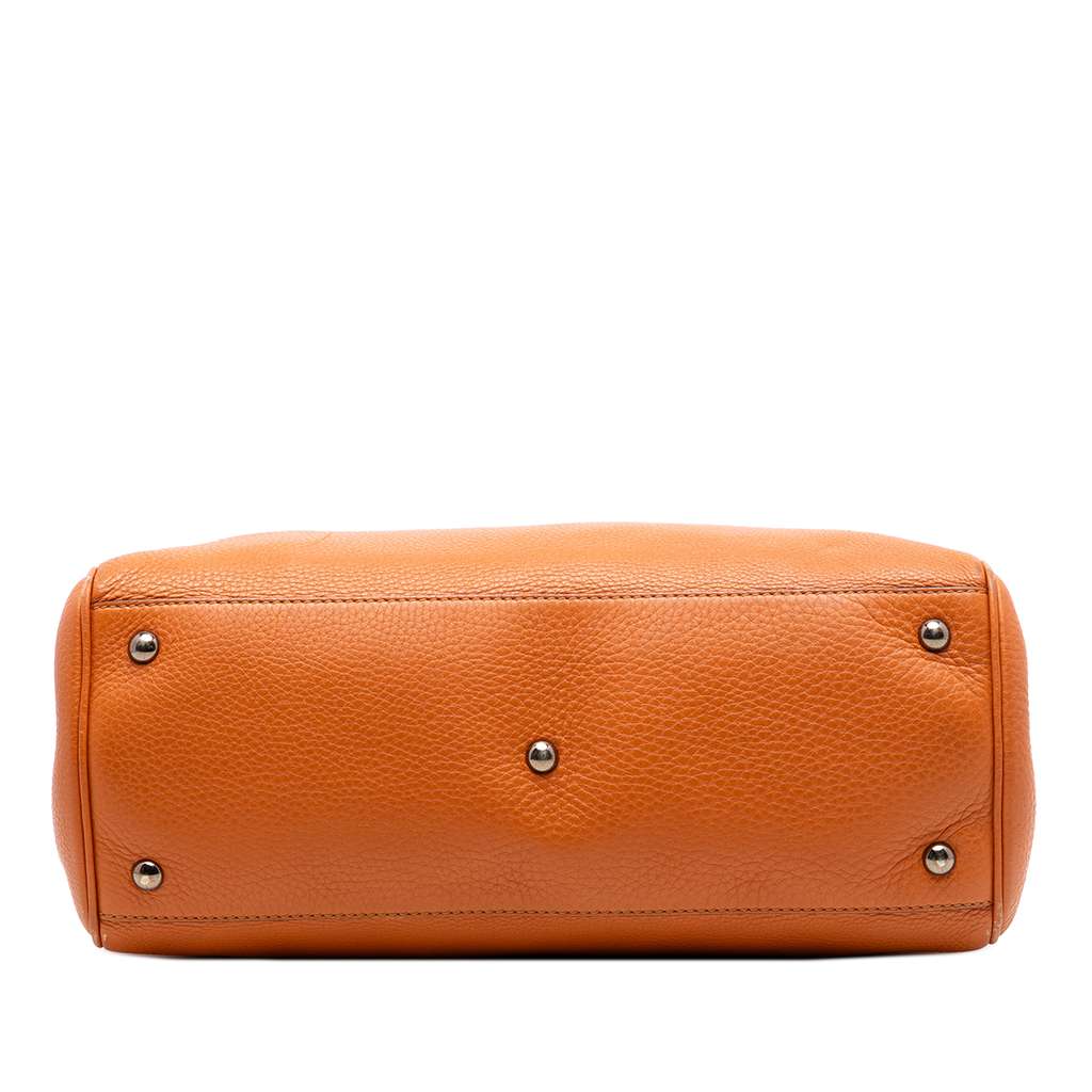 Gucci Medium Calfskin Bamboo Shopper Satchel Orange Leather Good condition - Inside View