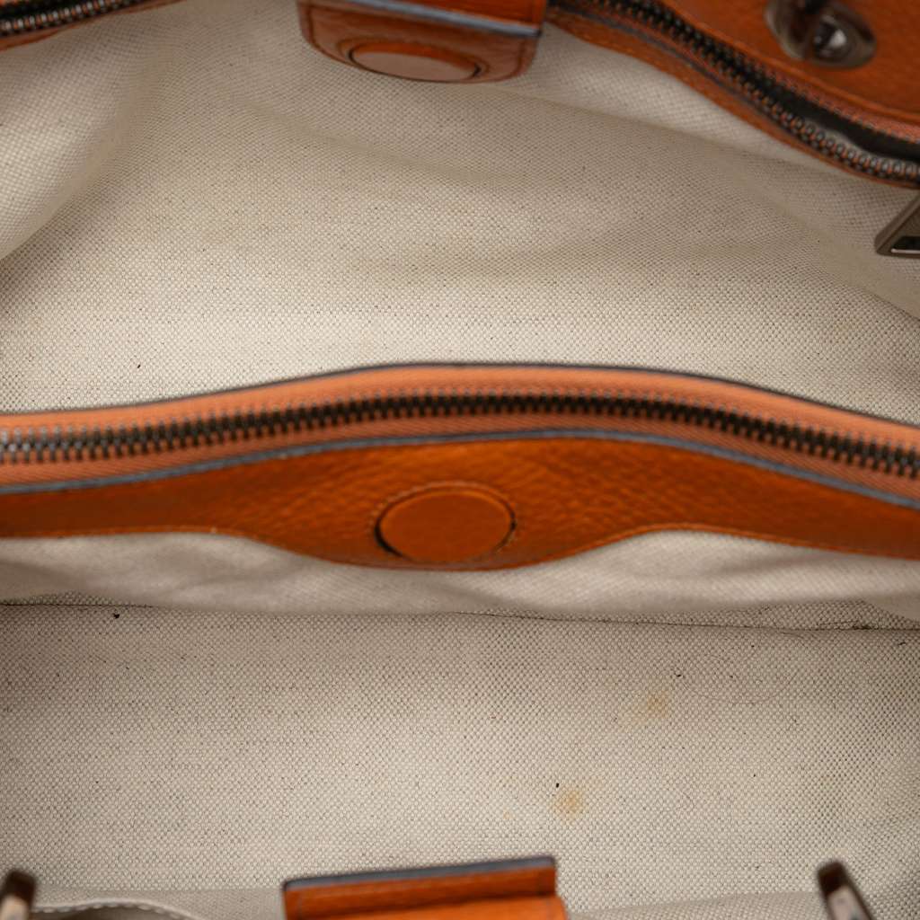 Gucci Medium Calfskin Bamboo Shopper Satchel Orange Leather Good condition - Model View