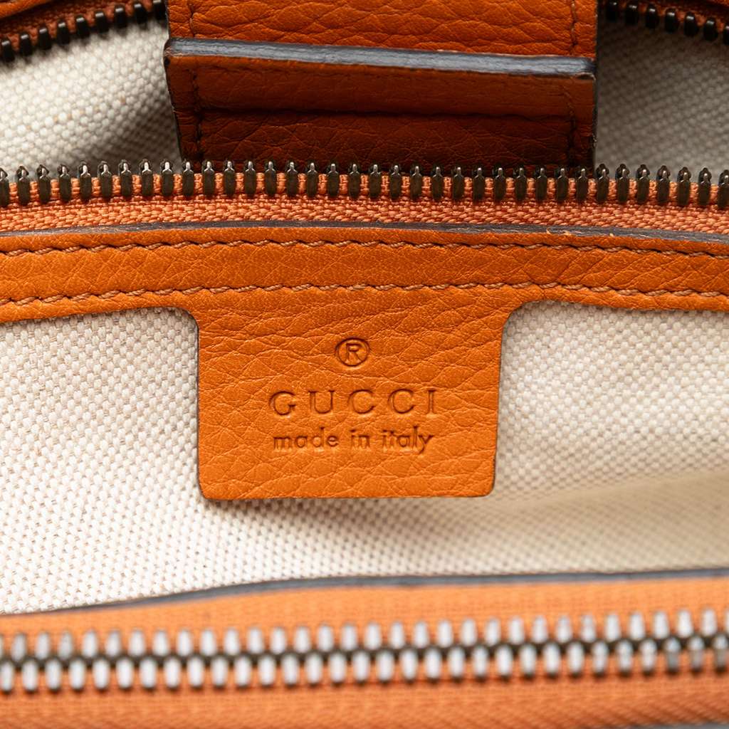 Gucci Medium Calfskin Bamboo Shopper Satchel Orange Leather Good condition - Box View