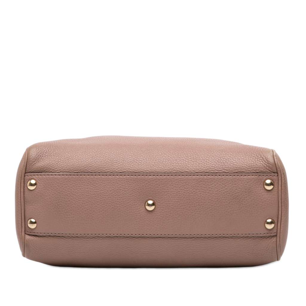 Gucci Small Calfskin Bamboo Shopper Satchel Brown Leather Good condition - Inside View