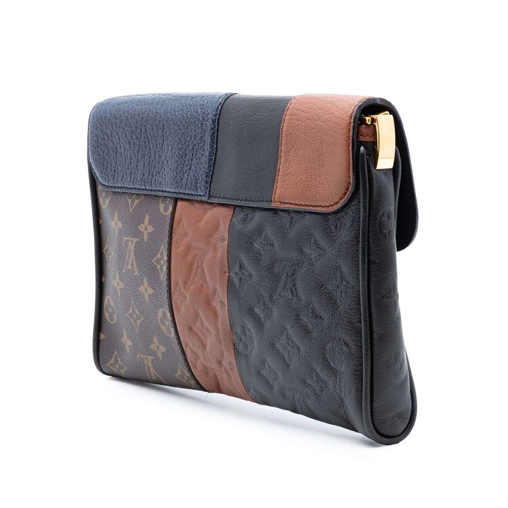 Louis Vuitton Limited Edition Monogram Blocks Pochette Plate Shoulder Bag Brown Good condition - Back View