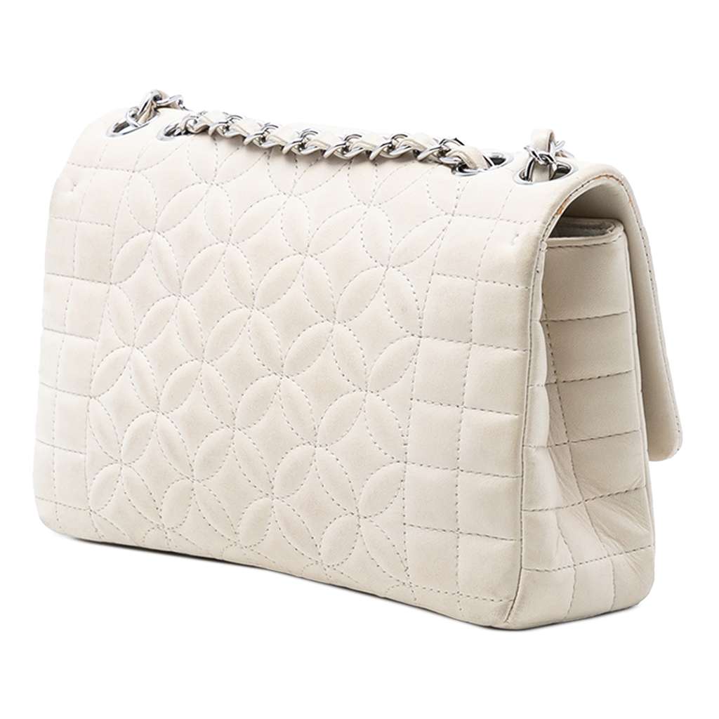 Chanel Quilted Lambskin Lady Graphic Flap White Leather Good condition - Back View