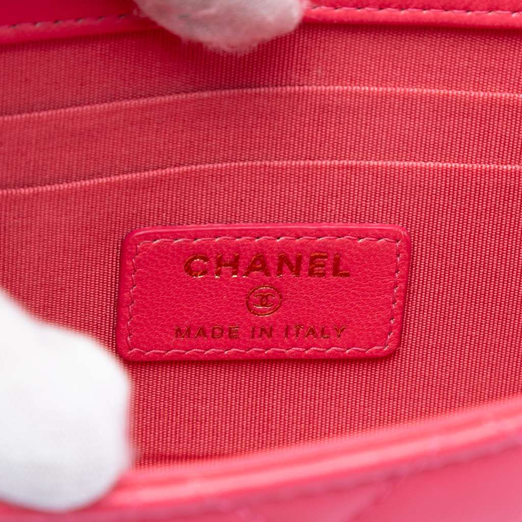 Chanel Mini Quilted Lambskin Trendy CC Clutch With Chain Pink Leather Good condition - Box View