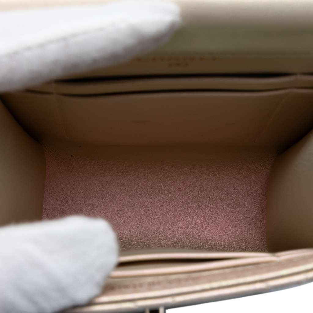 Chanel CC Quilted Iridescent Lambskin Phone Holder with Chain White Leather Good condition - Model View