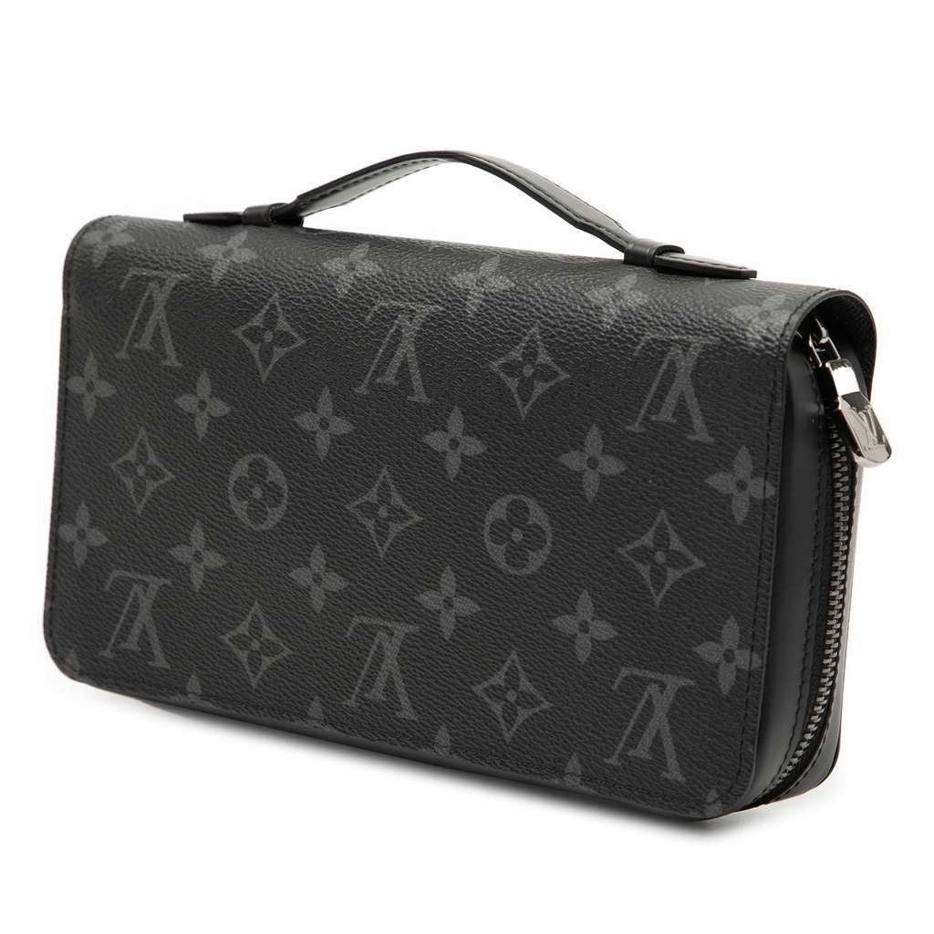 Louis Vuitton Monogram Eclipse Zippy XL Wallet Black Good condition - Back View