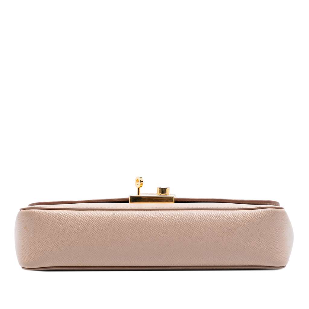 Prada Saffiano Sound Lock Satchel Brown Leather Good condition - Inside View