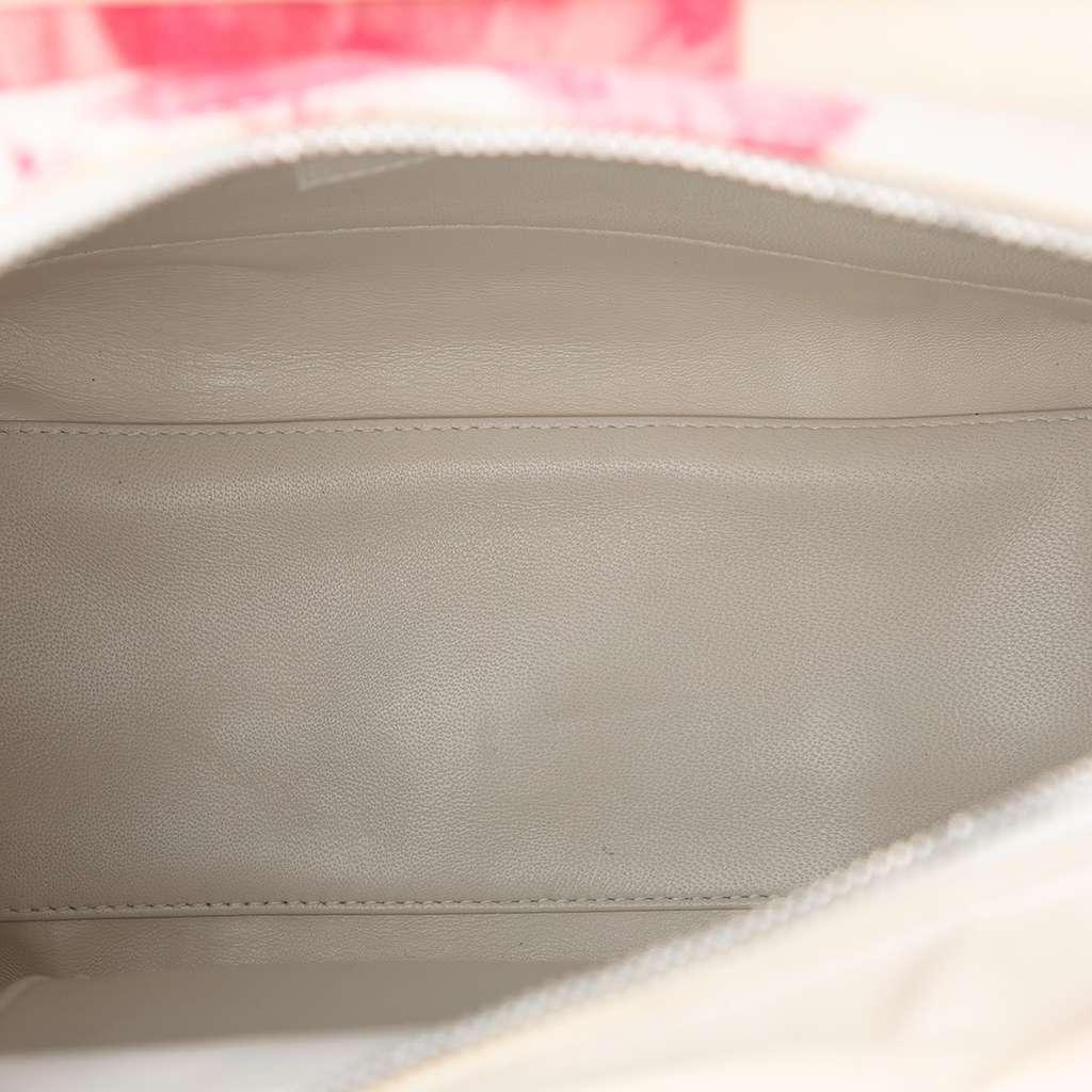 Balenciaga S Floral Printed Silk Bazar Shopper Tote White Silk Good condition - Model View