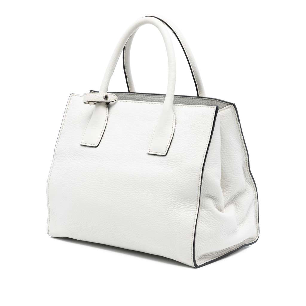 Prada Vitello Daino Open Convertible Tote White Leather Good condition - Back View