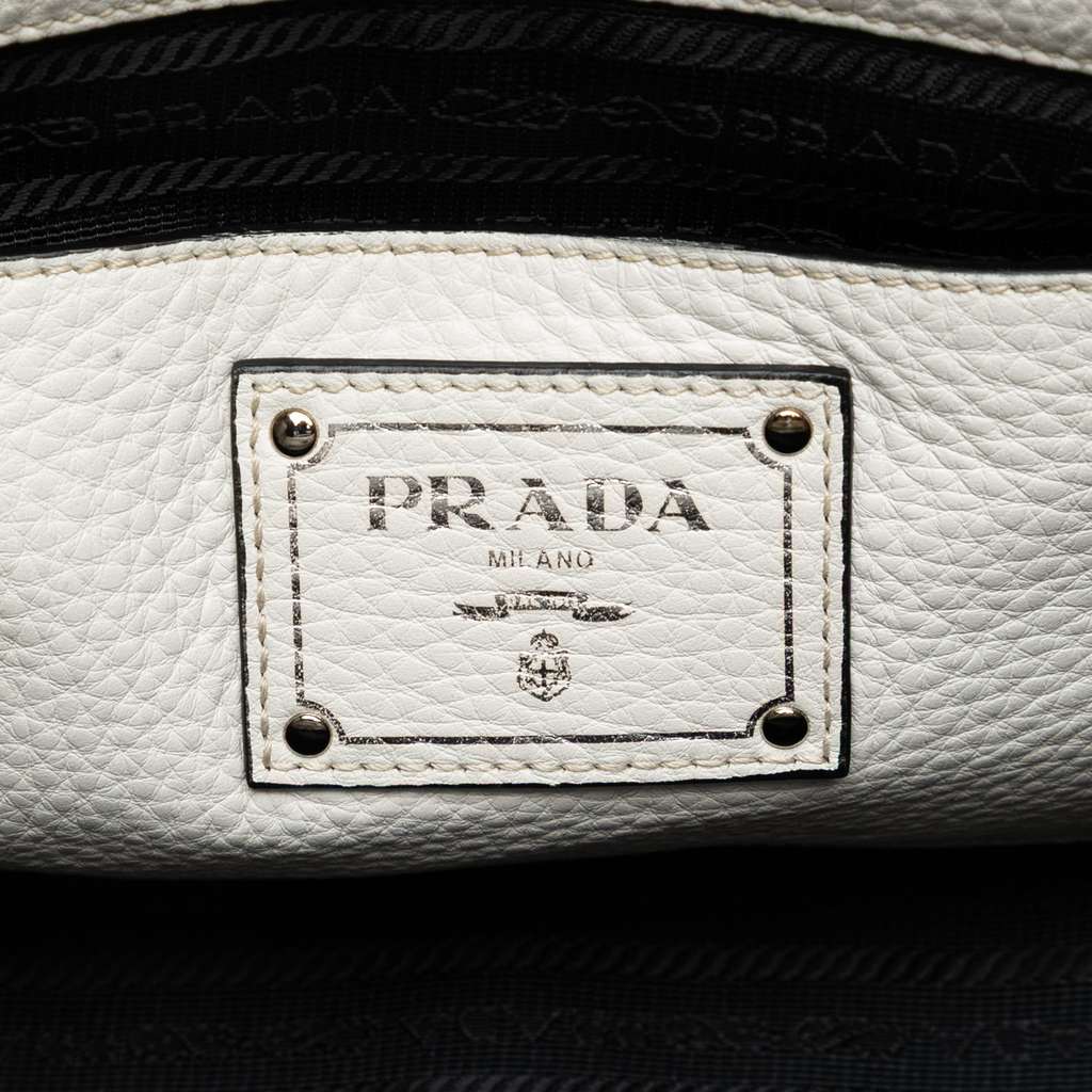 Prada Vitello Daino Open Convertible Tote White Leather Good condition - Box View