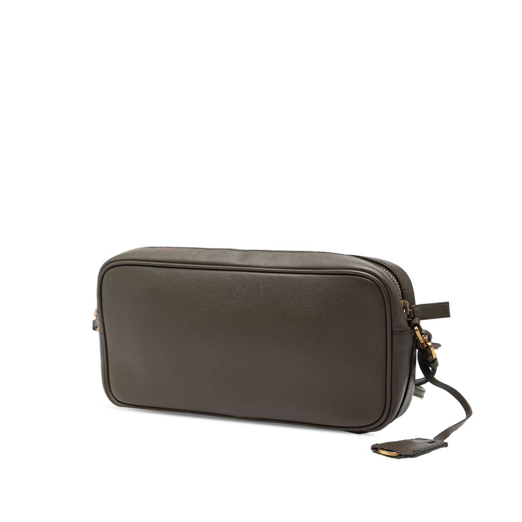 Prada Saffiano East West Shoulder Bag Brown Leather Good condition - Back View