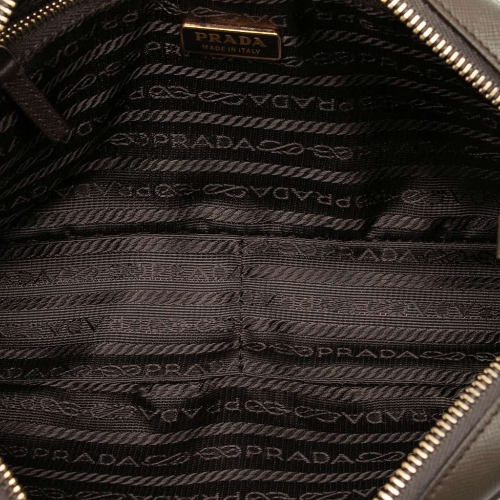 Prada Saffiano East West Shoulder Bag Brown Leather Good condition - Model View