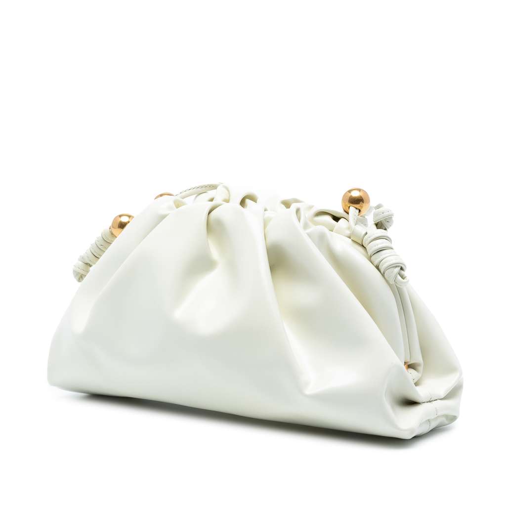 Bottega Veneta Brushed Calfskin Beaded Strap The Mini Pouch Crossbody White Leather Good condition - Back View