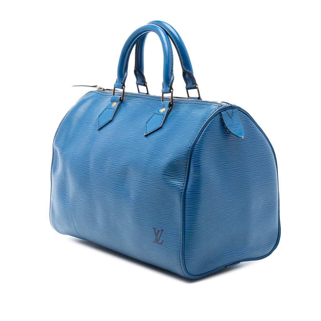 Louis Vuitton Epi Speedy 35 Blue Leather Good condition - Back View