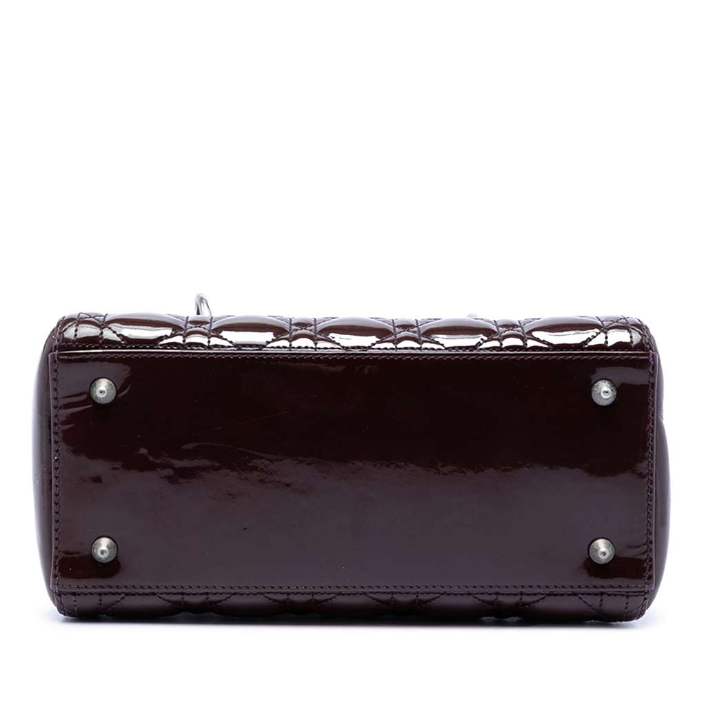 Dior Medium Patent Cannage Lady Dior Purple Leather Good condition - Inside View