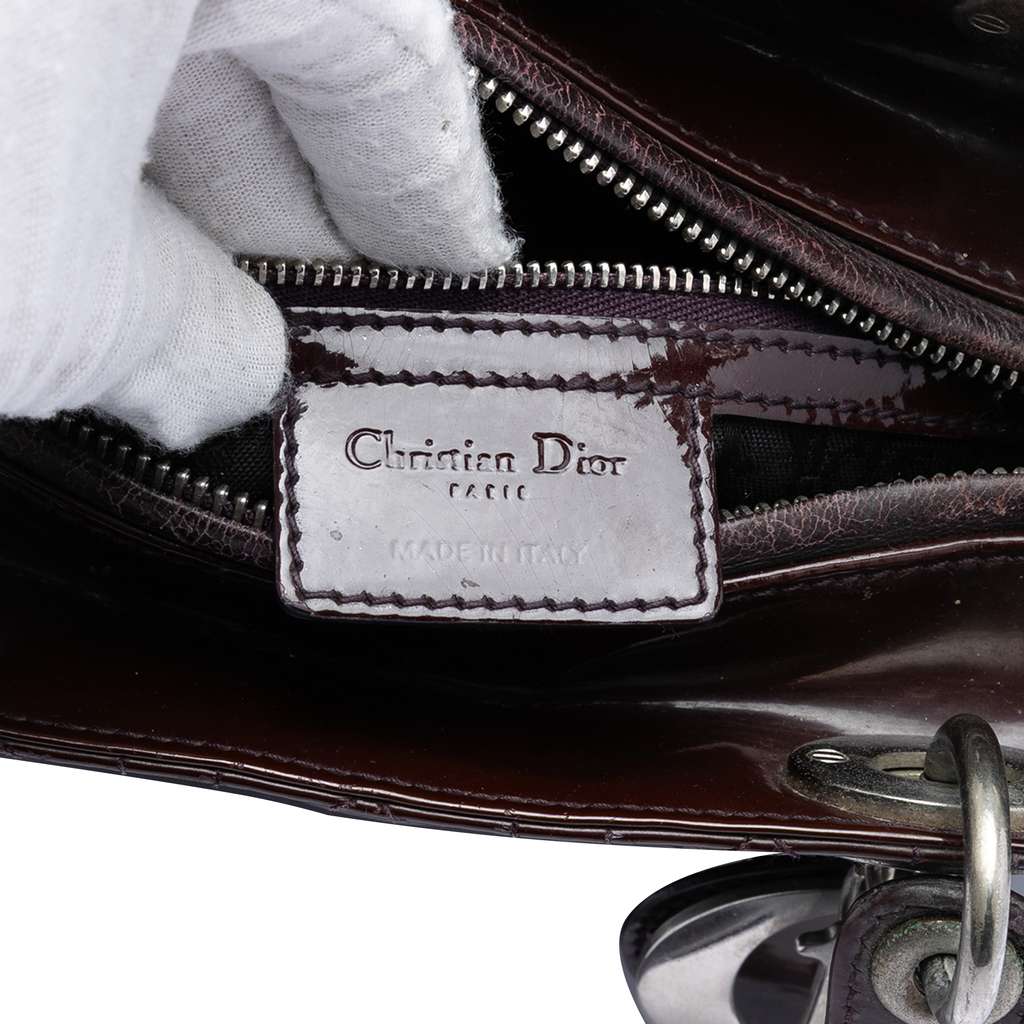 Dior Medium Patent Cannage Lady Dior Purple Leather Good condition - Box View