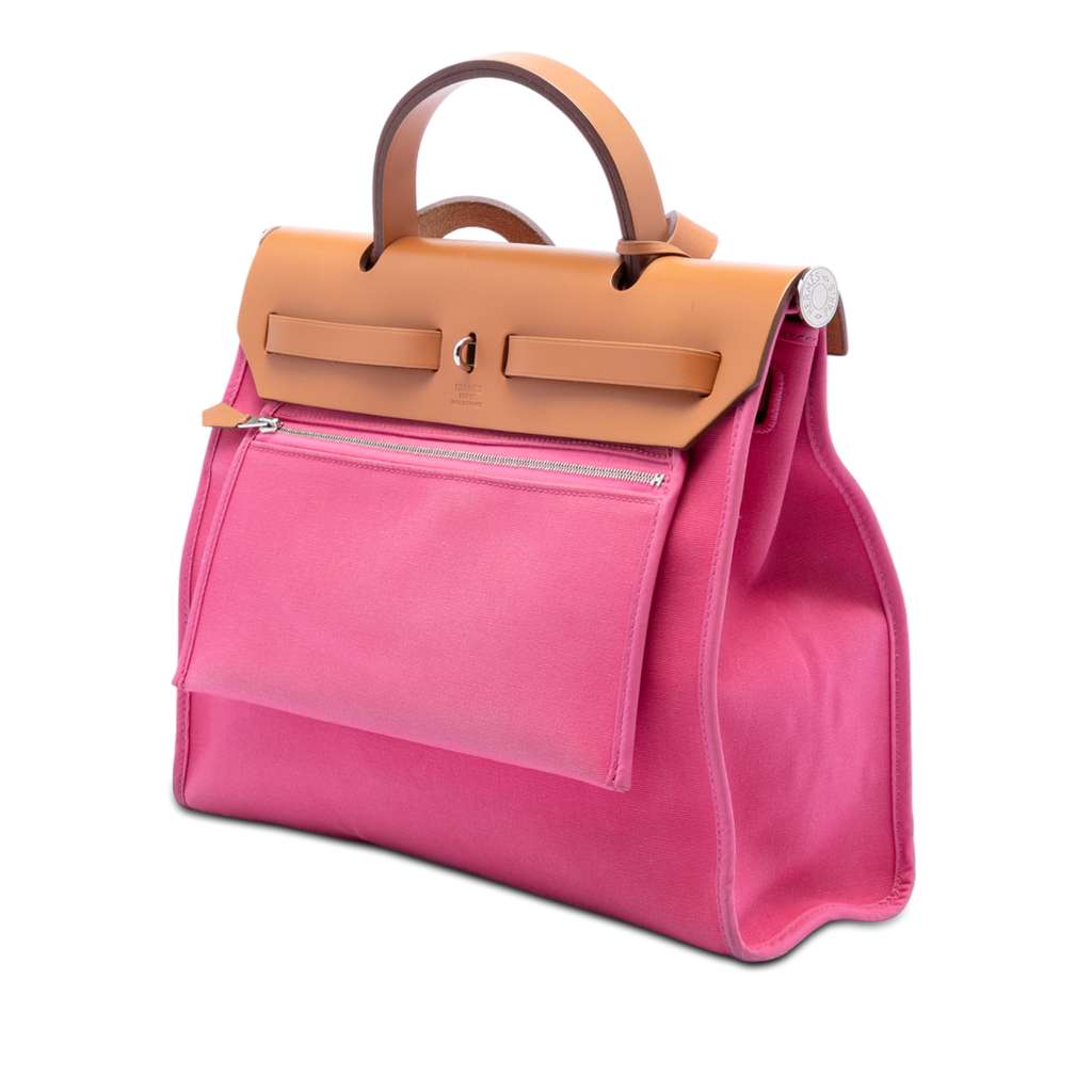 Hermès Toile Herbag Zip 31 Pink Canvas Good condition - Back View