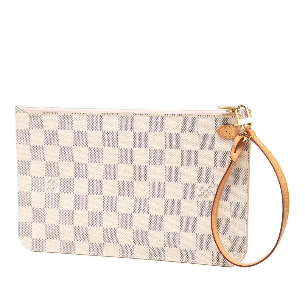 Louis Vuitton Damier Azur Neverfull MM Pouch White Good condition - Back View
