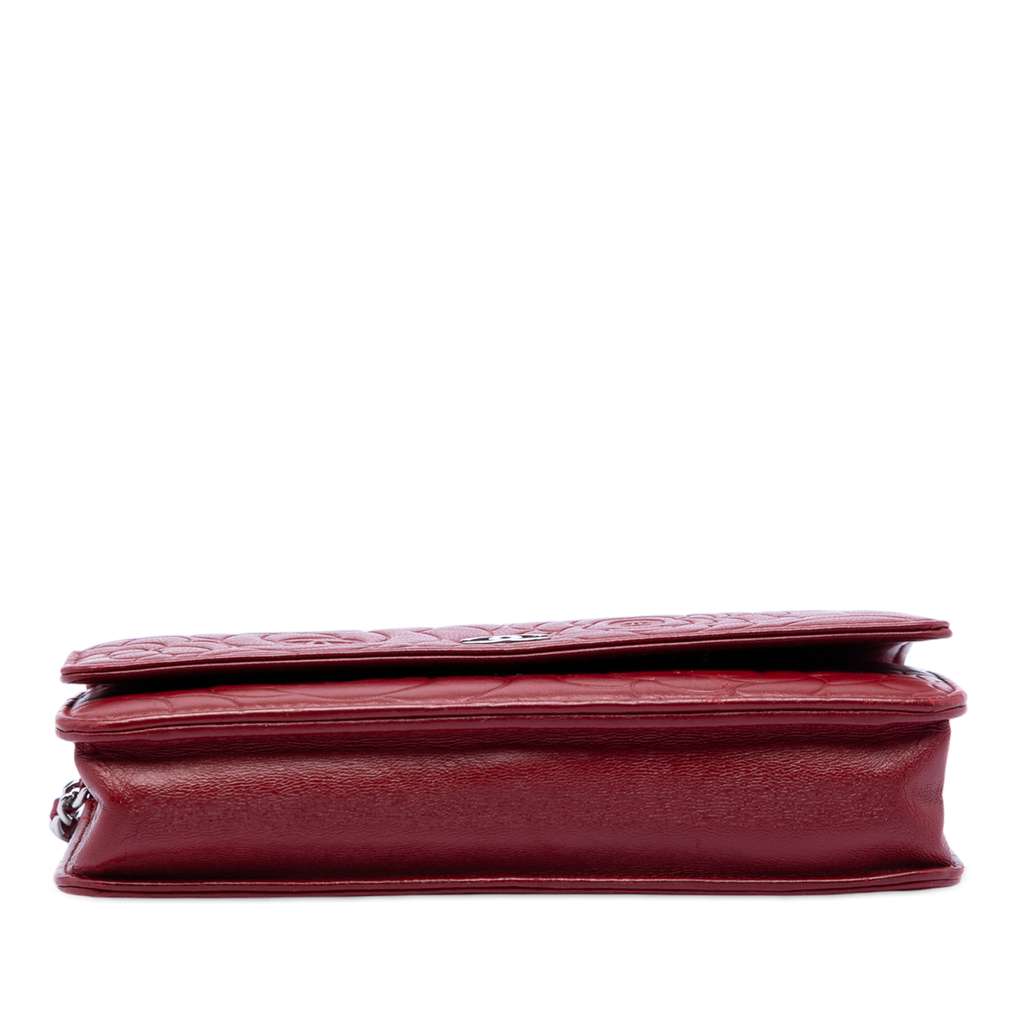 Chanel CC Embossed Lambskin Camellia Wallet On Chain Red Leather Good condition - Inside View