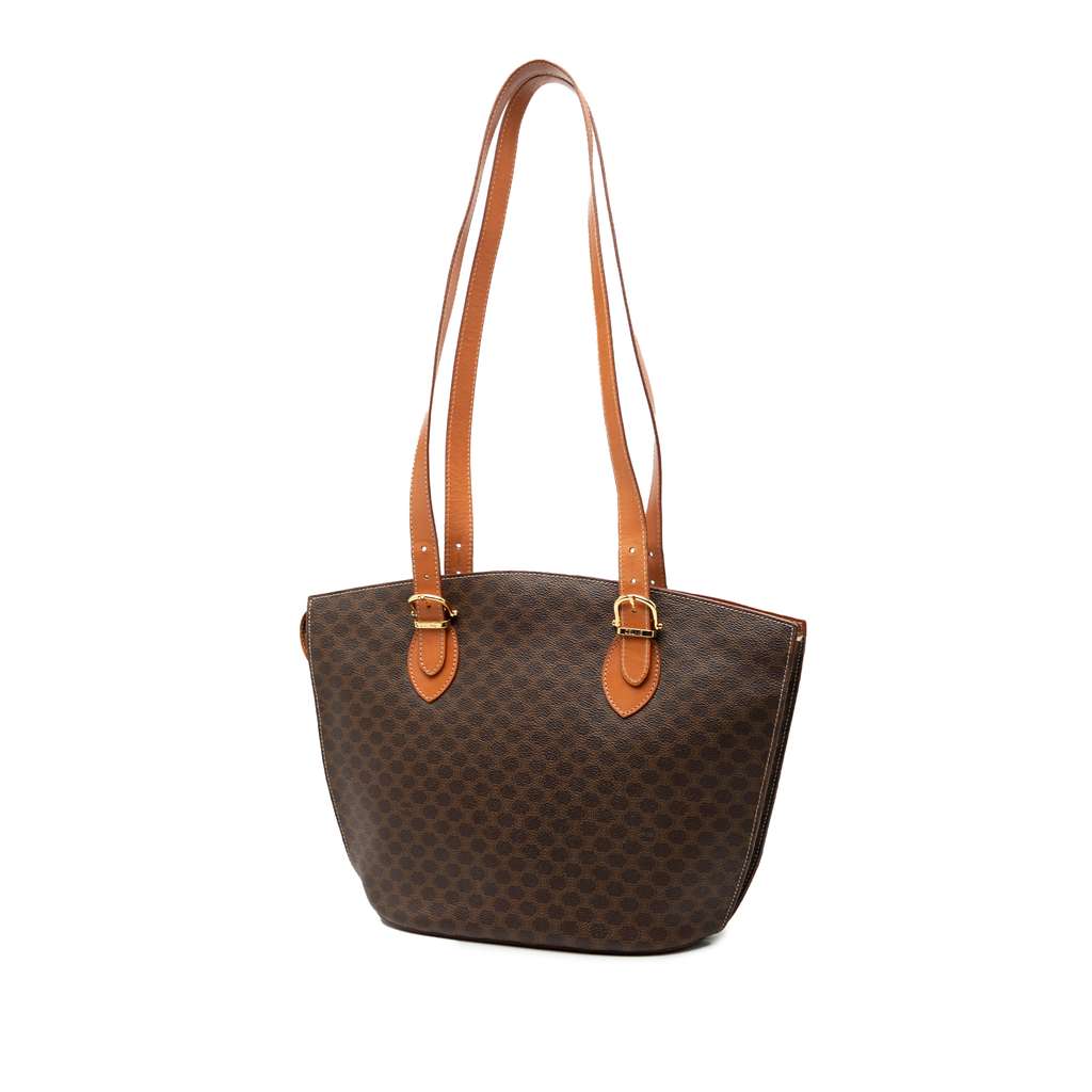 Celine Macadam Coated Canvas Shoulder Bag Brown Canvas Fair condition - Back View