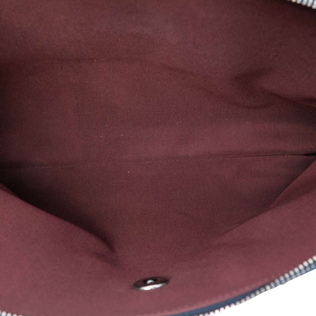 Chanel Medium Quilted Glazed Calfskin Daily Walk Double Zip Shoulder Bag Blue Leather Good condition - Model View